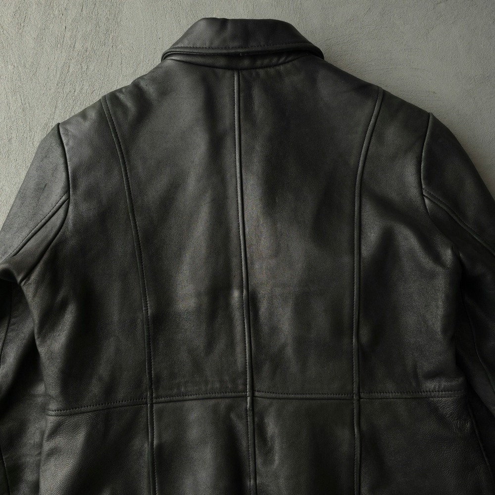 Vintage 90s Leather Jacket Small Black Oversized Denver Hayes - Picture 5 of 16